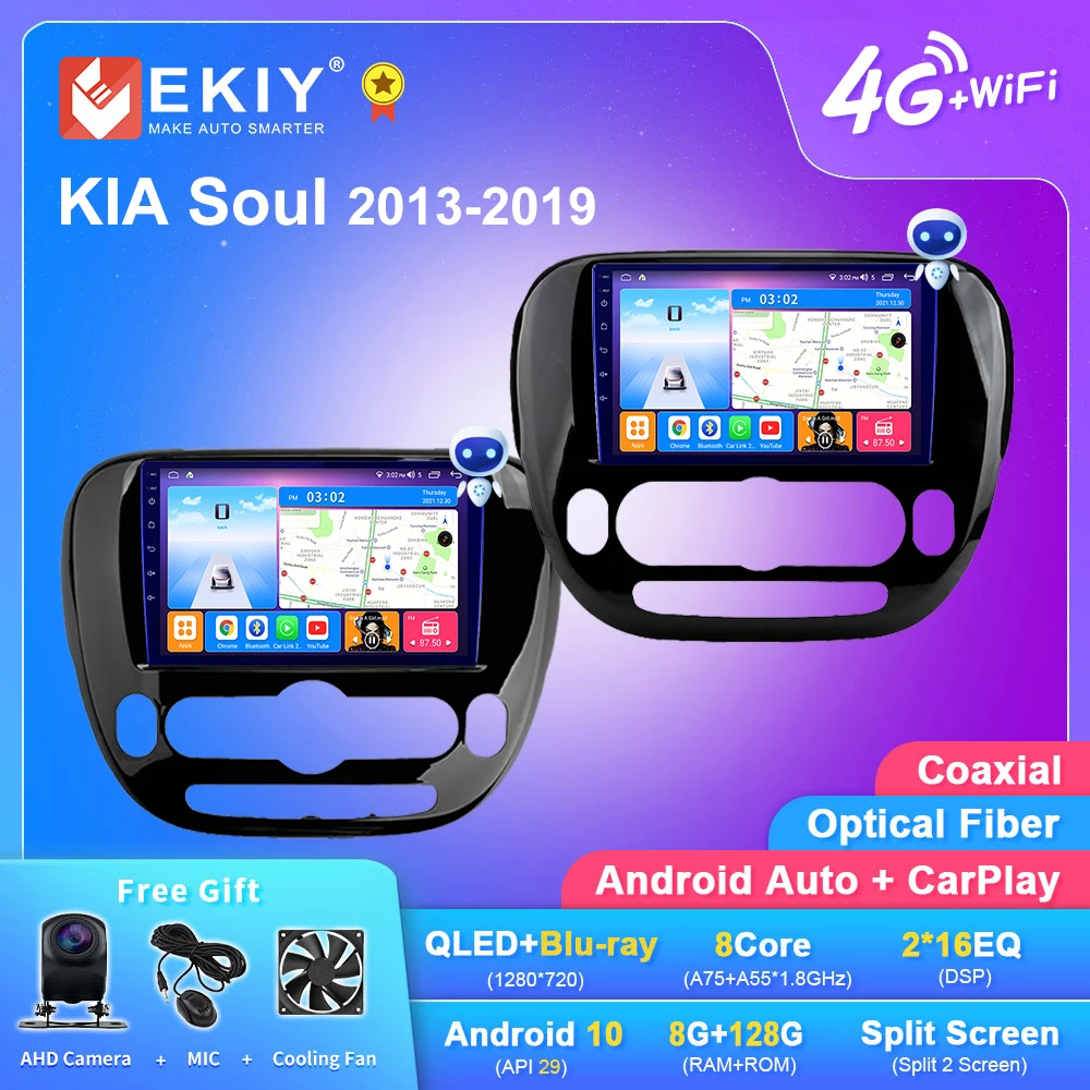 Автомагнитола EKIY T7 на Android 10 8 + 128 ГГц для KIA Soul 2013-2019 Carplay GPS-навигация