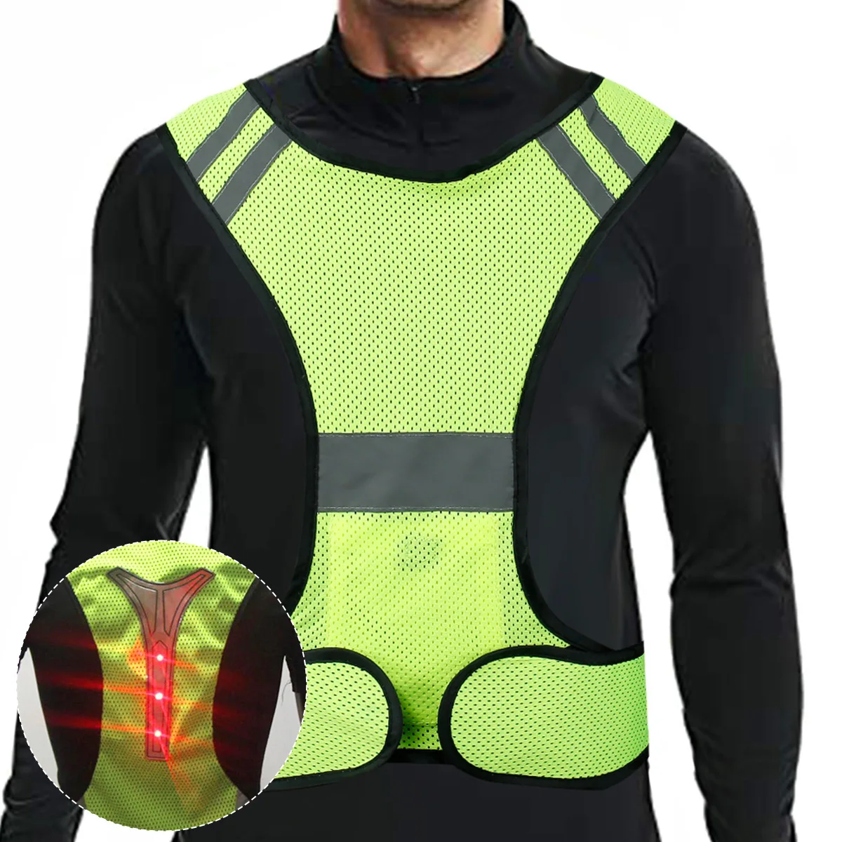 

LED Reflective Vest High Visibility Running Safety Vest with Adjustable Waist USB Charging Reflective Vest 3 Lighting Modes