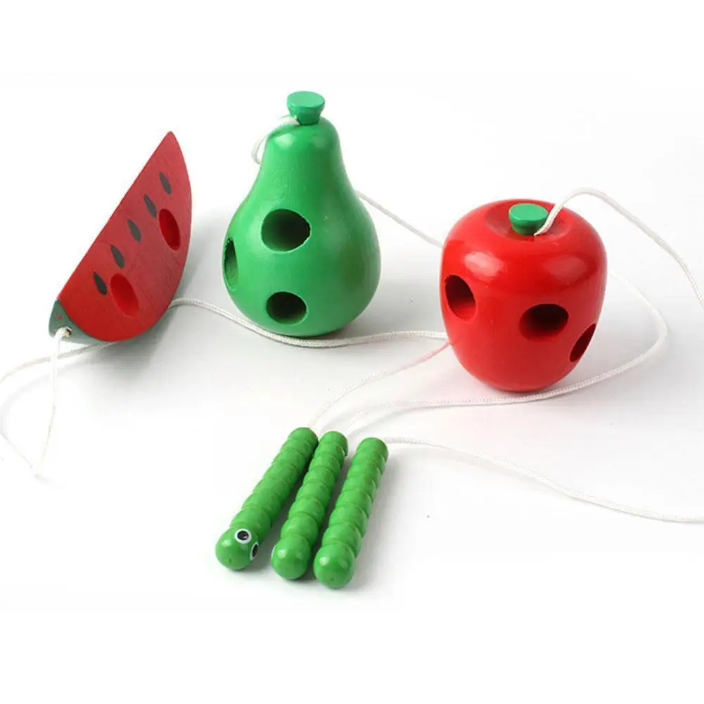 

Baby Wooden Worm Eat Fruit Learning Toys Early Educational Toys Teaching Aid For 0-7 Year Children Pear Cheese Waterm O8d8