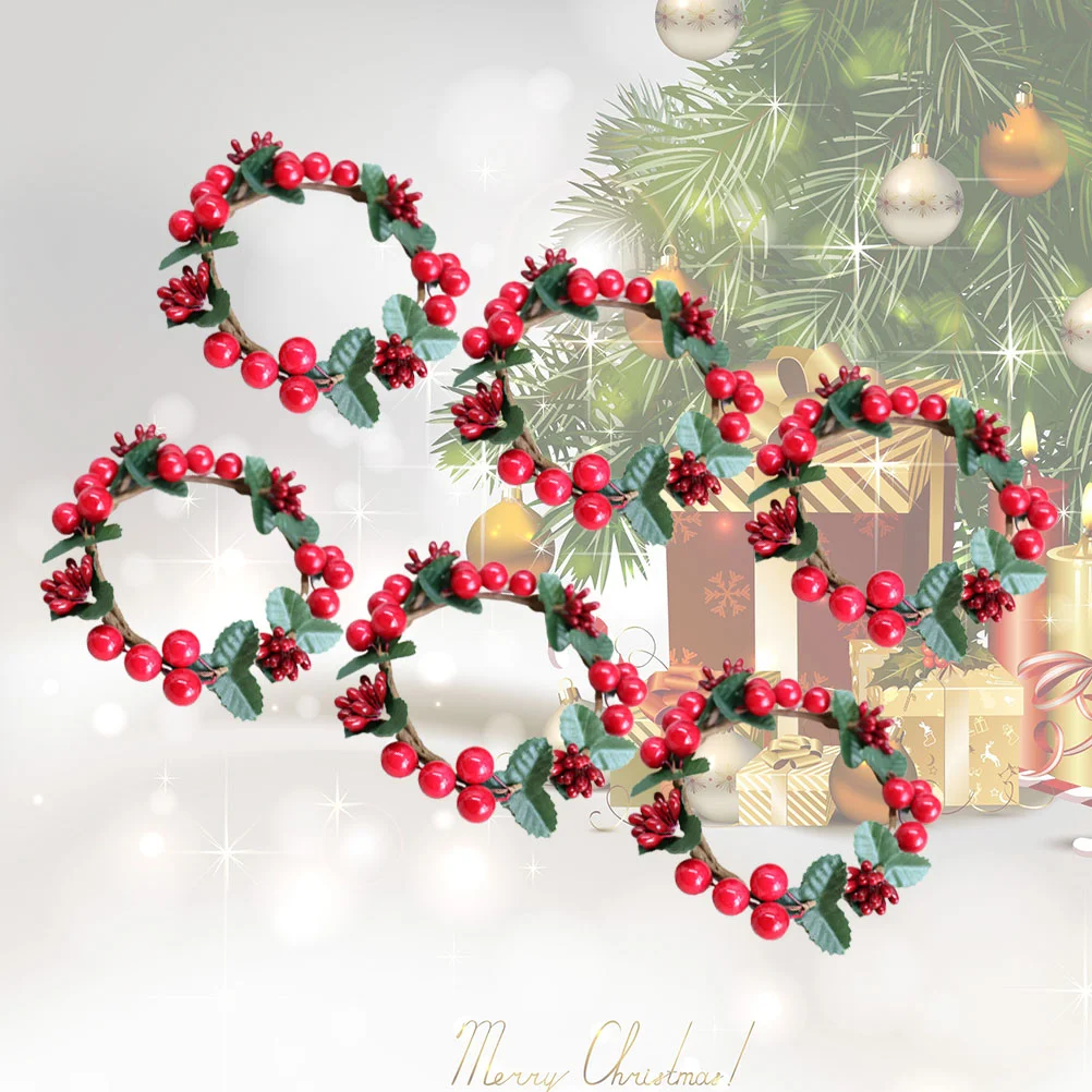 

6pcs Wreath Wreaths Rings 4 Inch Miniature Christmas Wreath Christmas Wreath Garland Holiday Table Centerpiece