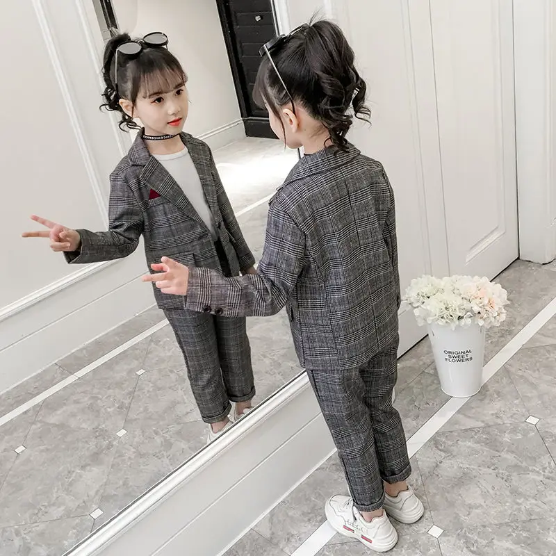 Girls School Clothes Plaid Pattern Teenage Girls Clothing Casual Clothes For Girls Blazer Kids Girls Clothes Set 6 8 10 12 Years