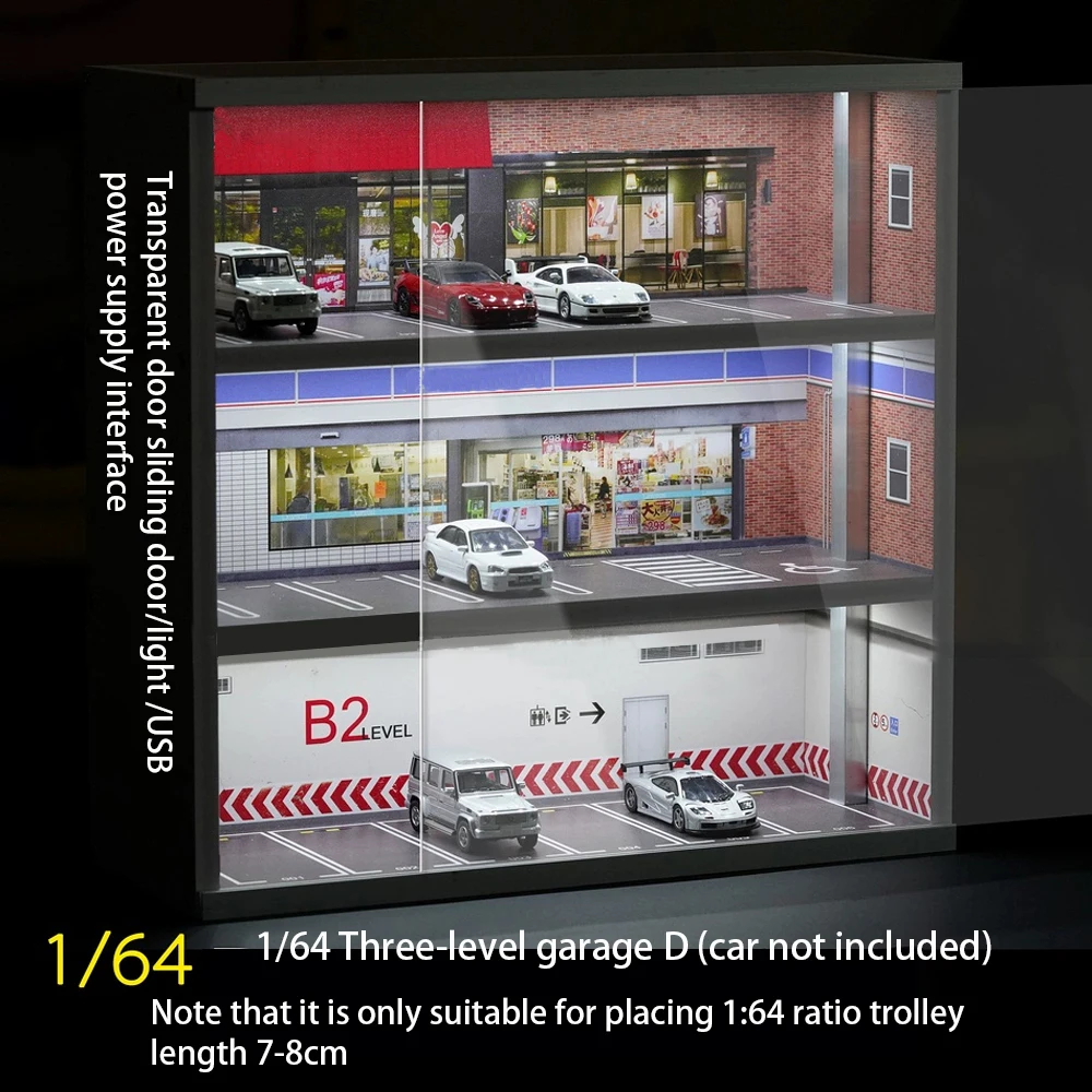 1:64 Диорама трехэтажная модель гаража автомобиля парковка светодиодное