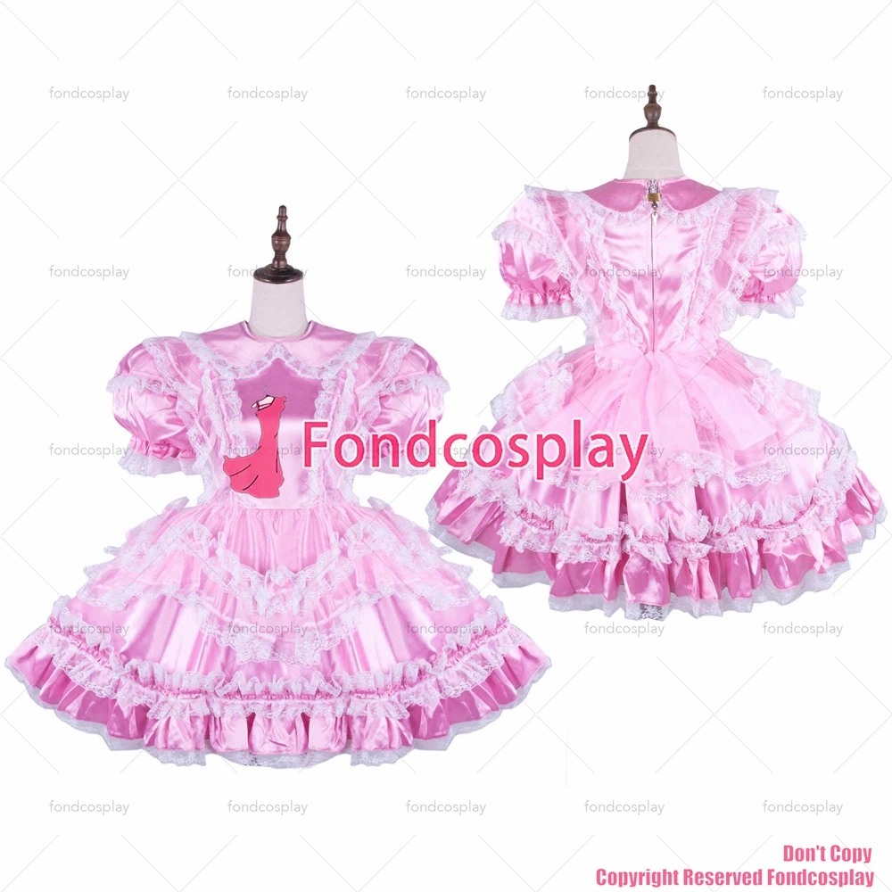 

tailor-made sexy adult dressing cross maid sissy lockable baby pink satin dress uniform peter pan collar tv/cd[g1580]