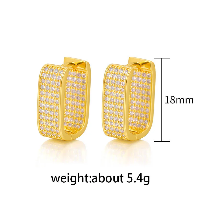 Boho Chunky Copper Hypoallergenic Square Circle Earrings For Women 2023 Fashion Shiny Zircon Trendy Ear Jewelry Wedding Gift