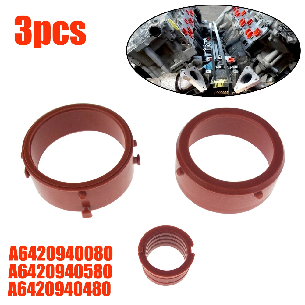 3pcs Turbo Intake Seal + Inlet Seal + Breather Seal Gasket Ring Kit For Mercedes OM642 A6420940080 A6420940080 A6420940580