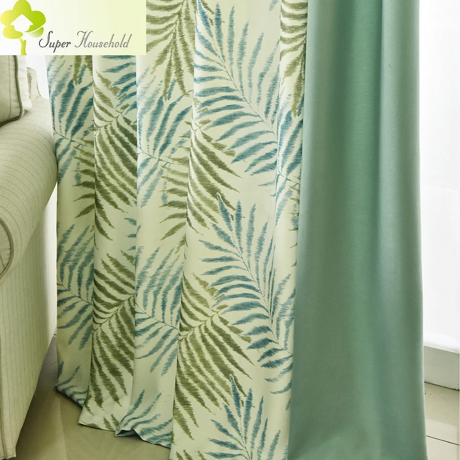Tropical Fern Leaf Printed Curtains for Living Room Window Treatments Fancy Curtain Tulle for The Bedroom Drapes Decoration