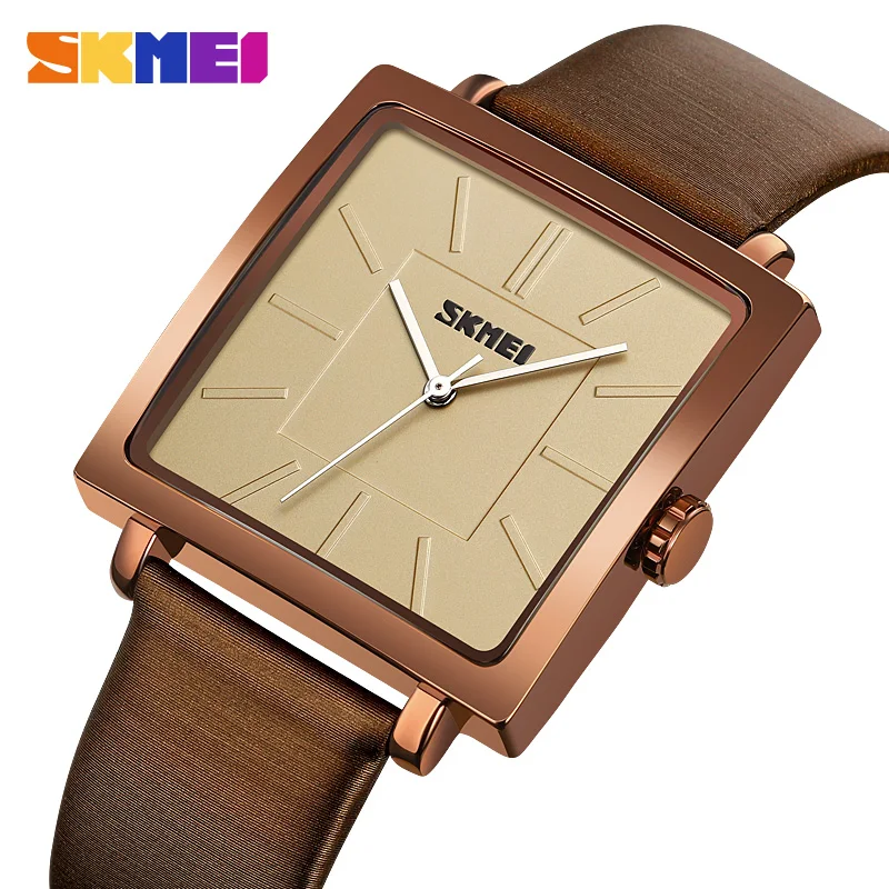 

SKMEI Simple Quartz Ladies Wristwatch Casual Waterproof Women Watches Luxury Genuine leather Strap Female Clock Hour reloj mujer