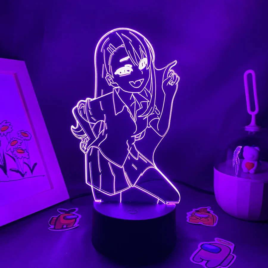 

Anime Don't Toy With Me Miss Nagatoro 3D LED Neon Night Lights Woman Bedroom Decoration Manga Miss Nagatoro Lava Lamp Otaku Gift