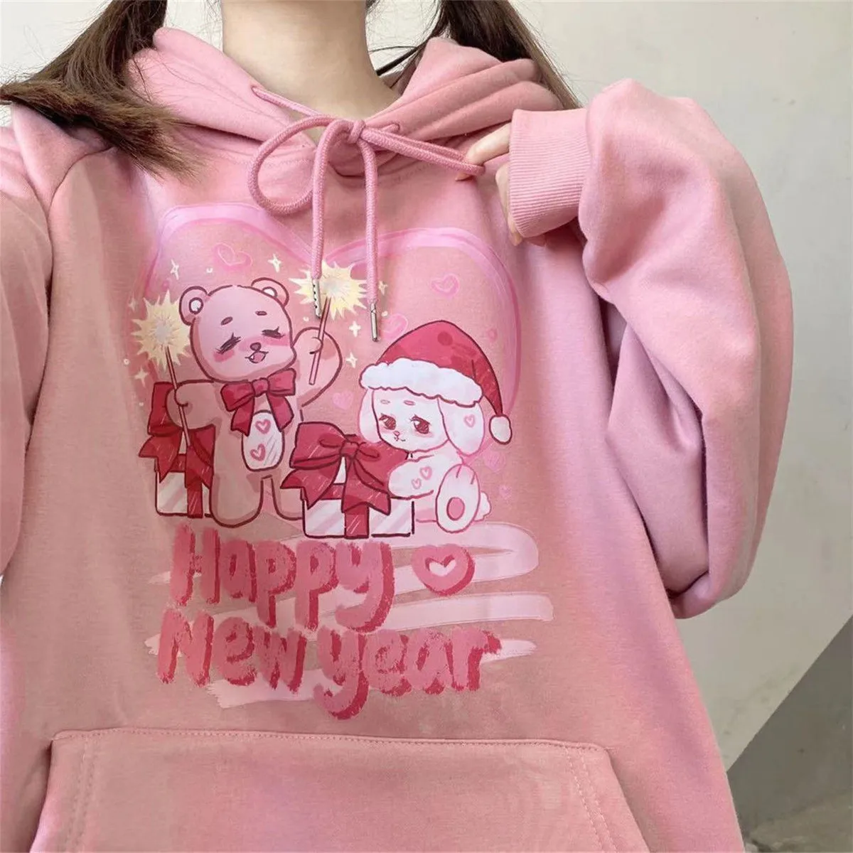 

Black Cartoon Hoodie Cool Fashion Oversize Autumn Tops Cute Winter High Street Sweatshirt Women Clothes Hooded Hoodie Girls