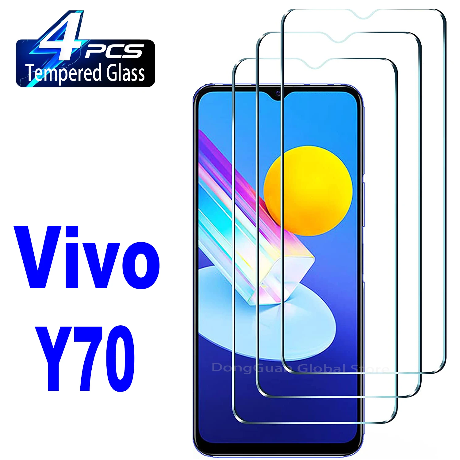 

4Pcs Tempered Glass For Vivo Y70 Y50 Y30 Y20 Y70t Y50t Y20A Y30G Y31 Y32 Y35 Y72 5G Screen Protector Glass Film