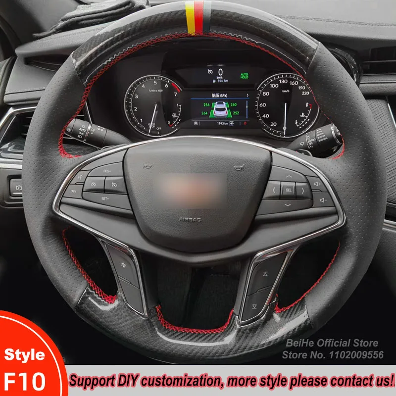

DIY Hand-stitched Carbon Fiber Suede Leather Car Steering Wheel Cover Warp For Cadillac XT5 XTS ATS SRX CT6 Interior Accessories