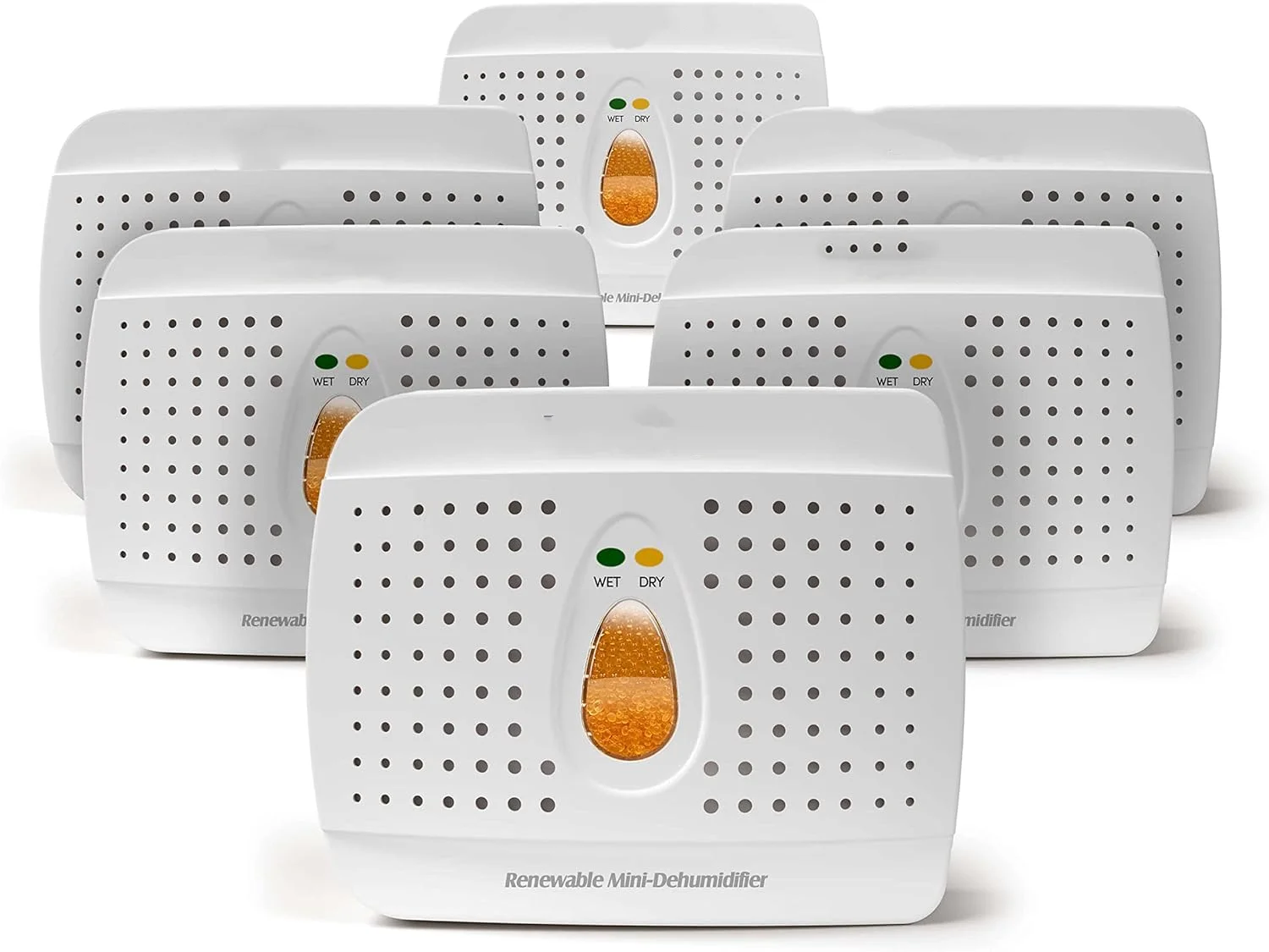 

E-333 (6-pack) Wireless Mini Dehumidifier. Top Moisture Absorber for Small Spaces. Rechargeable & Portable. Perfect for Pant