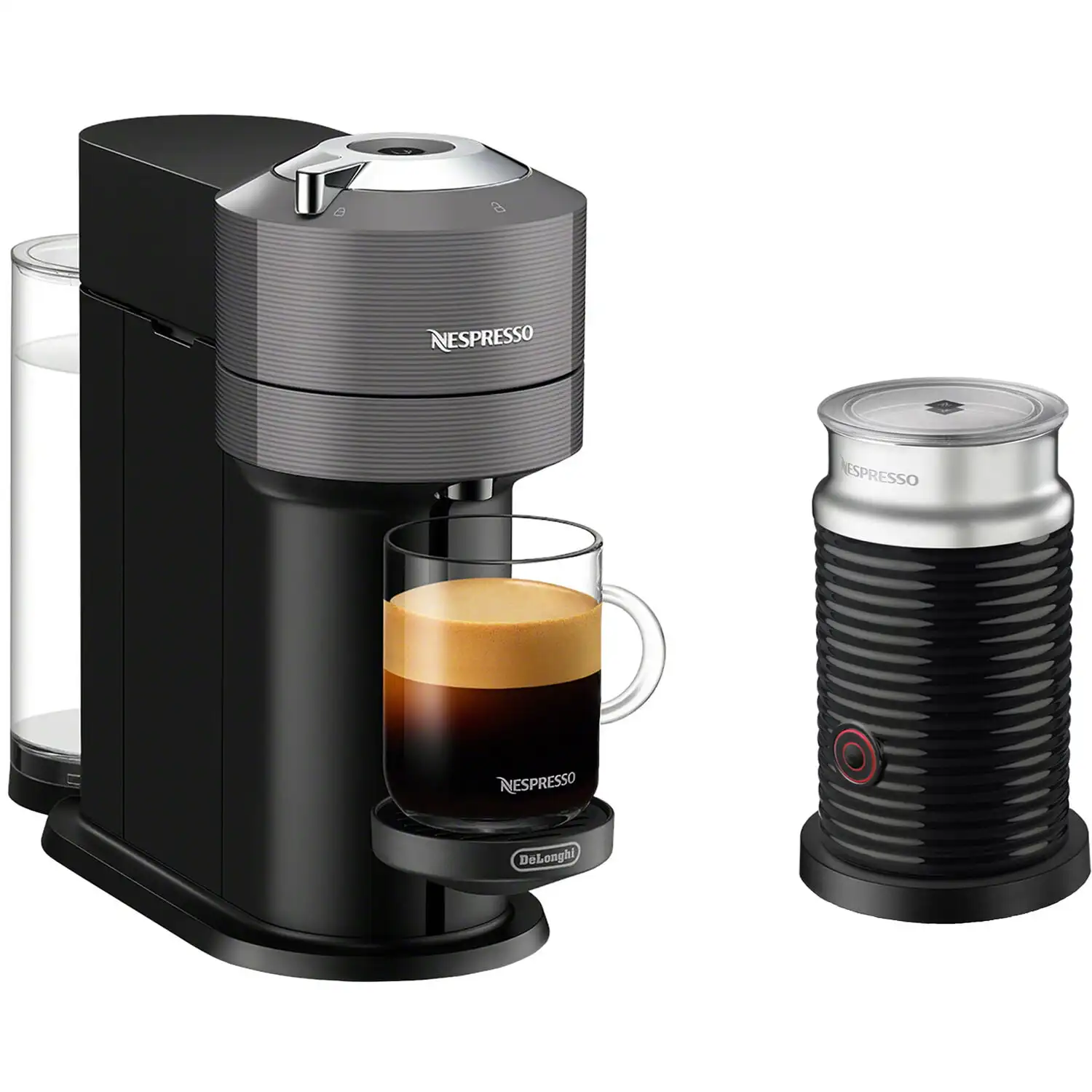 

by De'Longhi Vertuo Next Premium Coffee and Espresso Maker in Gray plus Aeroccino3 Milk Frother in Black, ENV120GYAE