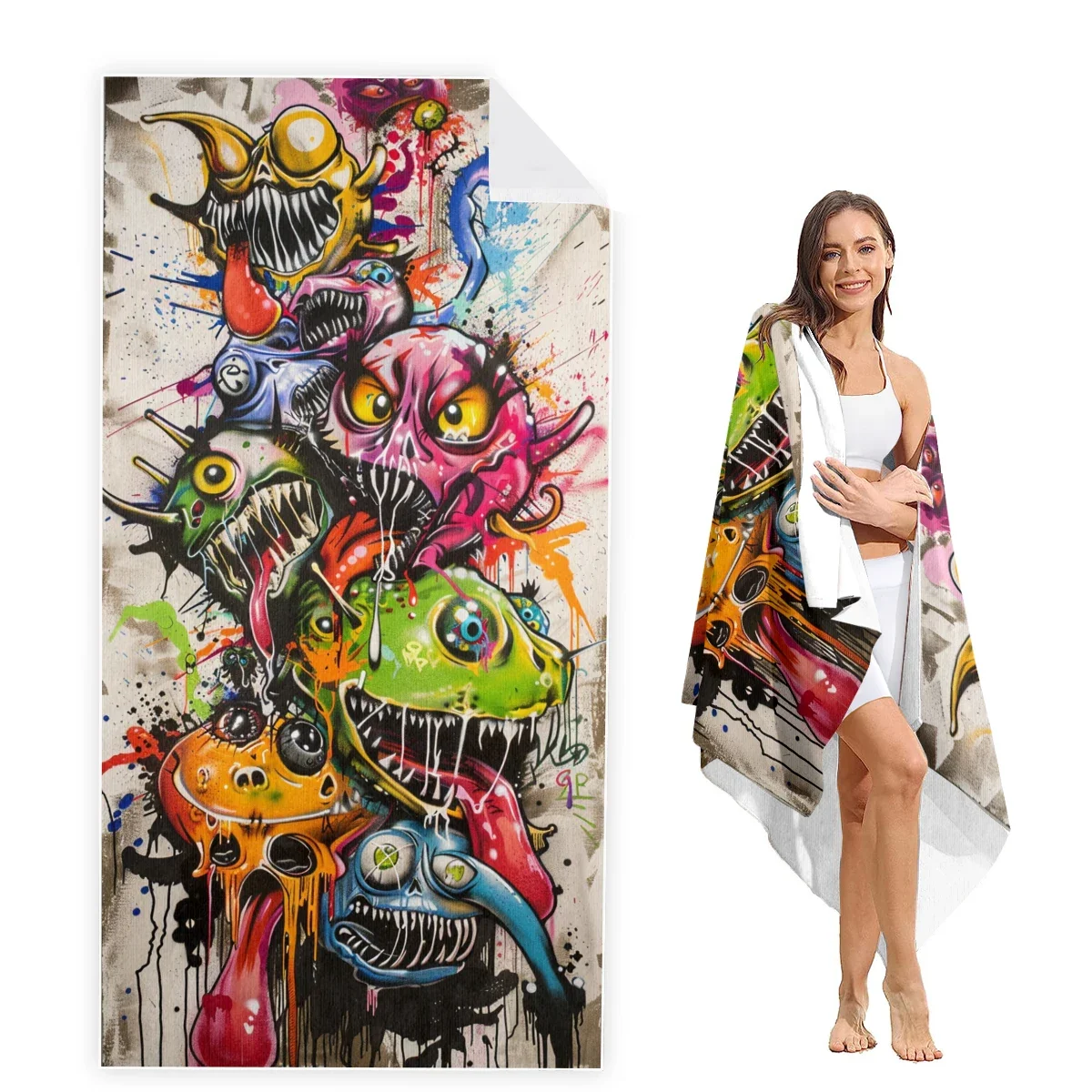 Огромное пляжное полотенце Monster толстое из микрофибры очень Впитывающее без