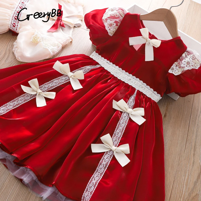 

Baby Girls Bow Princess Dress Summer Fashion Christmas Dresses For Kids Girl Clothes 4 7 years Children Birthday Lolita Costumes