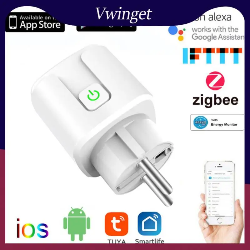 

Tuya Zigbee Smart Plug 20a Eu Adapter Socket Timer Smart Socket Voice Control Smart Home Power Socket Timing Function 20a Plug