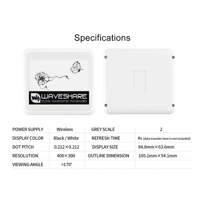 ABQR 4,2-дюймовый беспроводной NFC-питание EPaper Eink E Paper E-Ink модуль дисплея для мобильного приложения Android, без батареи (art.: 3920cf536f020) - 3920cf536f020