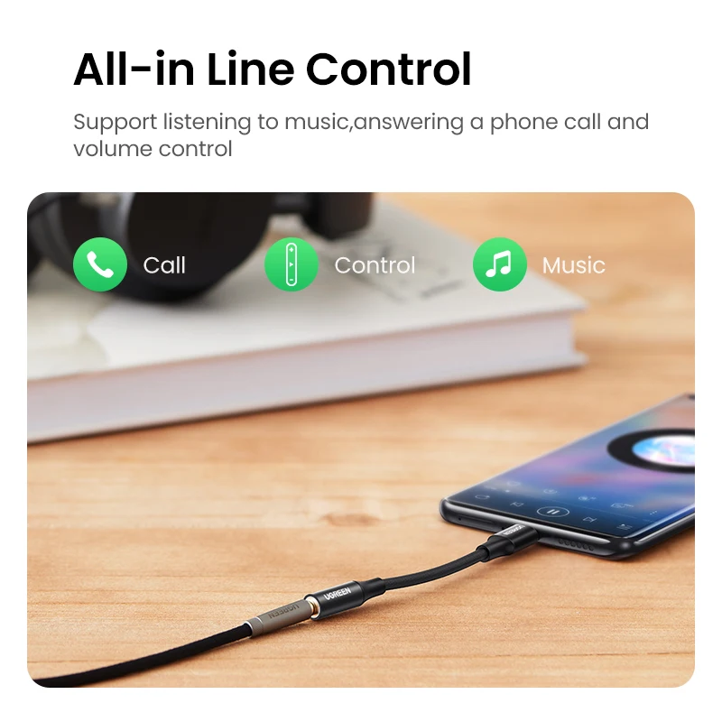 UGREEN Type c to 3.5 jack USB C to 3.5mm Headphone Adapter Audio AUX 3.5 MM Jack Converter for HUAWEI P40 XIAOMI OnePlus 8 PRO