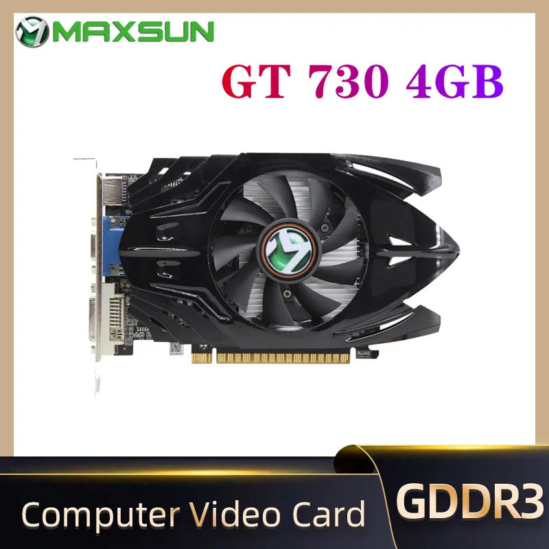

MAXSUN Full New NVIDIA GT 730 4GB GDDR3 HDMI-compatible+VGA+DVI Computer PC Gaming Video 64Bit Graphics Card Nvidia GPU