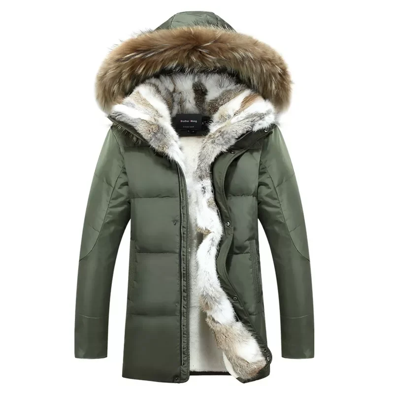 2022New jacket men high quality Men's long down coat Fashion big hair collar Thicker warmth Hooded leisure park jacket 4XL 5