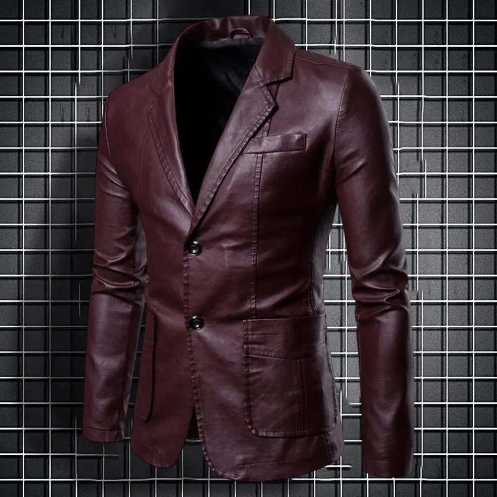 

Trendy Men Jacket Lapel Autumn Winter Motorcycle Jacket Single Breasted Pockets Motorcycle Jacket