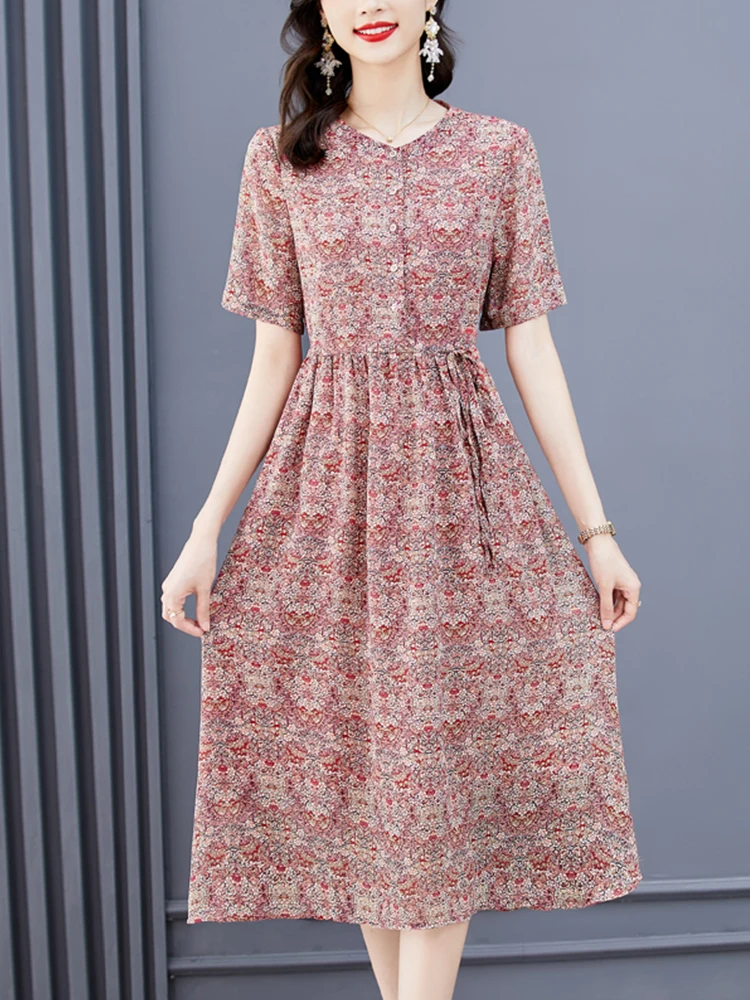 

Туники с круглым вырезом, повседневное летнее платье с цветочным принтом, женское облегающее платье миди в Корейском стиле, модное платье бохо, пляжные платья, элегантные платья для женщин, 2022