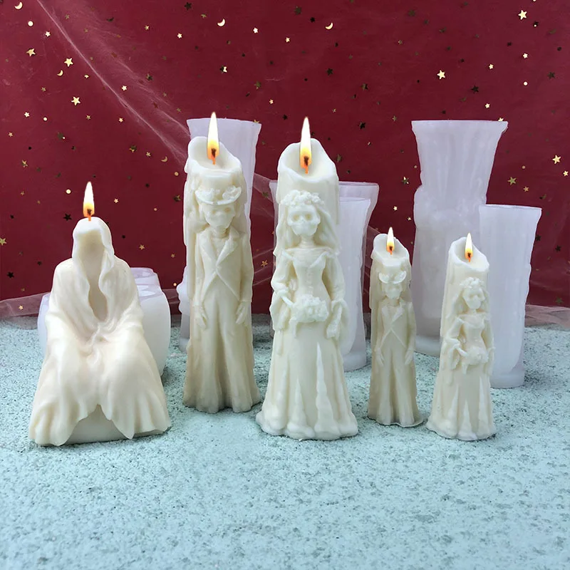 

Ghost Groom Modeling Scented Candle Silicone Mould DIY Ghost Clothes Man Horror Skeleton Plaster Candle Mould Halloween Supplies