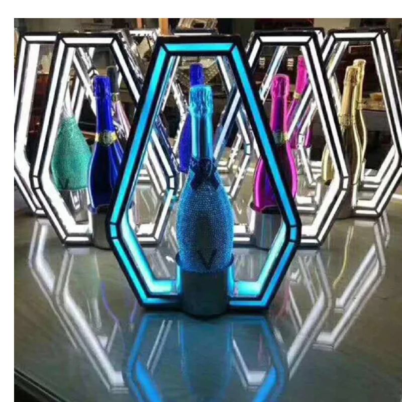 Черный металлический перезаряжаемый светодиодный дисплей Moet шампанского вина