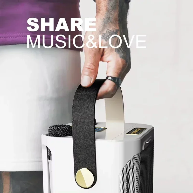 Мощный Bluetooth-динамик для караоке с двойным микрофоном бумбокс портативный