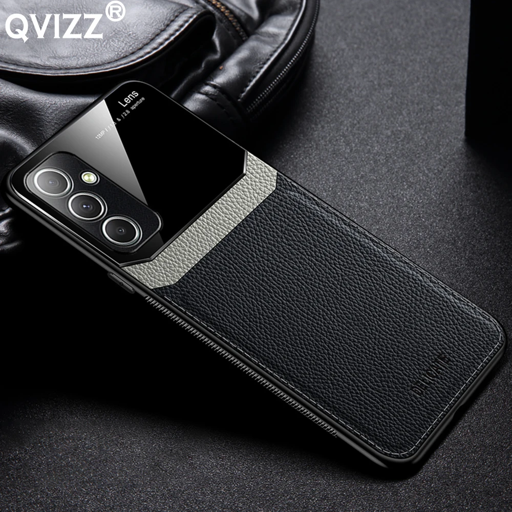 

Luxury Leather Case for Samsung Galaxy A14 5G Plexiglass Shockproof Soft Silicone Edges Hard Phone Cover SamsungA14 GalaxyA145G