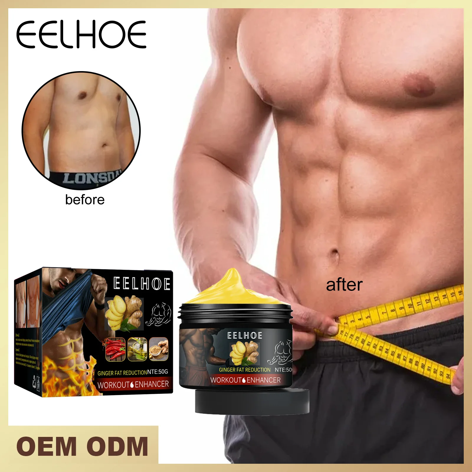 EELHOE Ginger Body Shaping Abdominal Cream Body Building Body Shaping Abdominal Muscle Slimming Strengthening Skin Repair