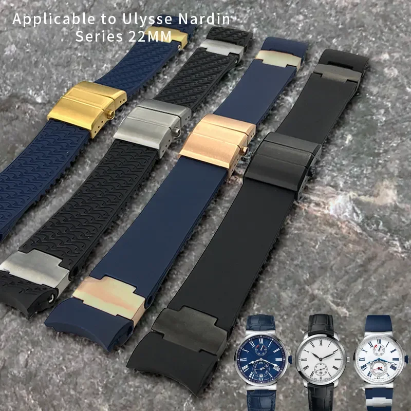 

Fit for Ulysse Nardin Silicone Rubber Watch Band DIVER 263 strap Black Brown Blue 25*12mm Waterproof belt watch Bracelets