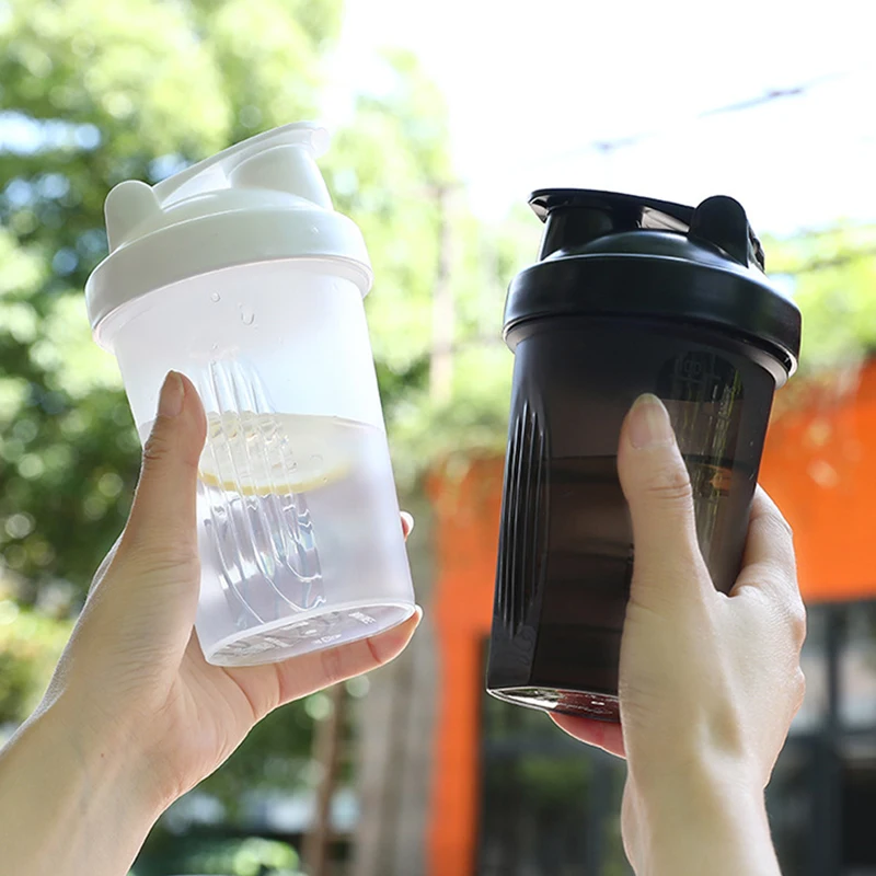 

400ML Shaker Bottles Colorful Whey Protein Powder Mixing Bottle Fitness Gym Shaker Outdoor Portable Plastic Drink Cup