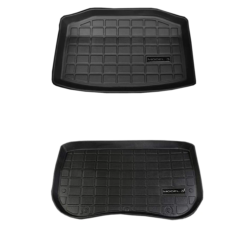 

2 Pcs Car Front Rear Trunk Storage Mat Cargo Tray Trunk Waterproof Protective Pads Mat Compatible For Tesla Model 3