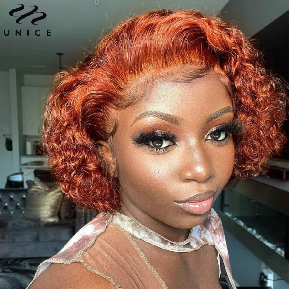 Short Curly Bob Wig Pixie Cut 13ￗ1 Lace Front Wig Human Hair Lace Wigs For Women