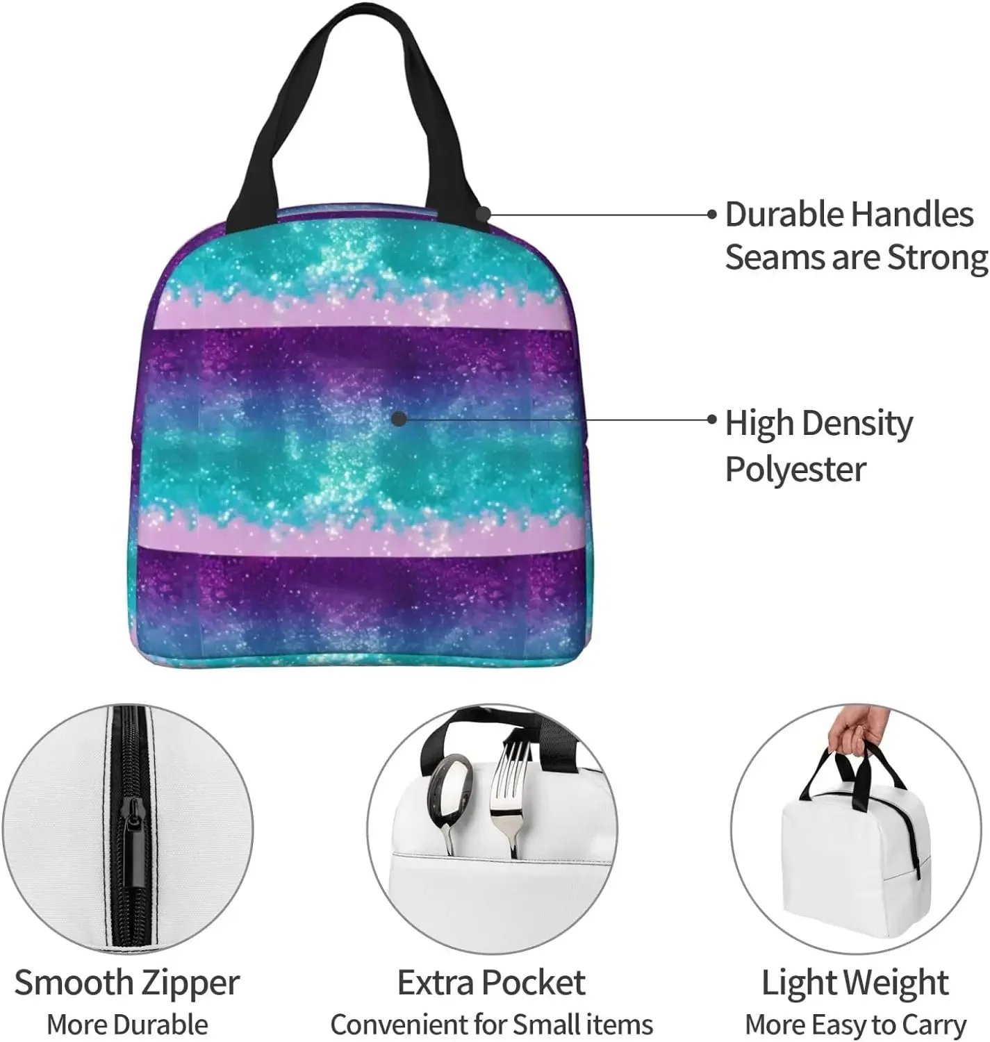 Фиолетовый Бирюзовый синий градиент Stardust изолированный Ланч-бокс термальный