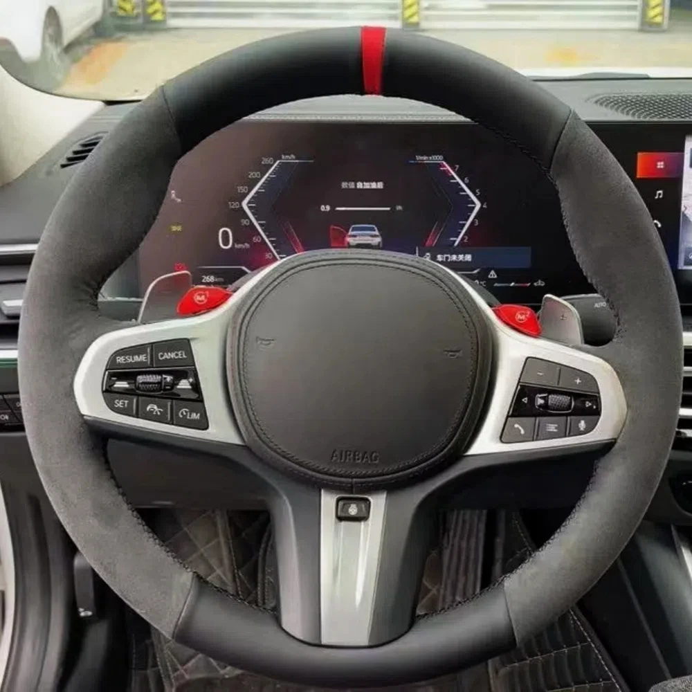 

Изготовленный на заказ чехол на руль автомобиля из натуральной замши, противоскользящий чехол для BMW M Sport G30 G31 G32 G20 G21 G14 G15 Avant, обертка на руль