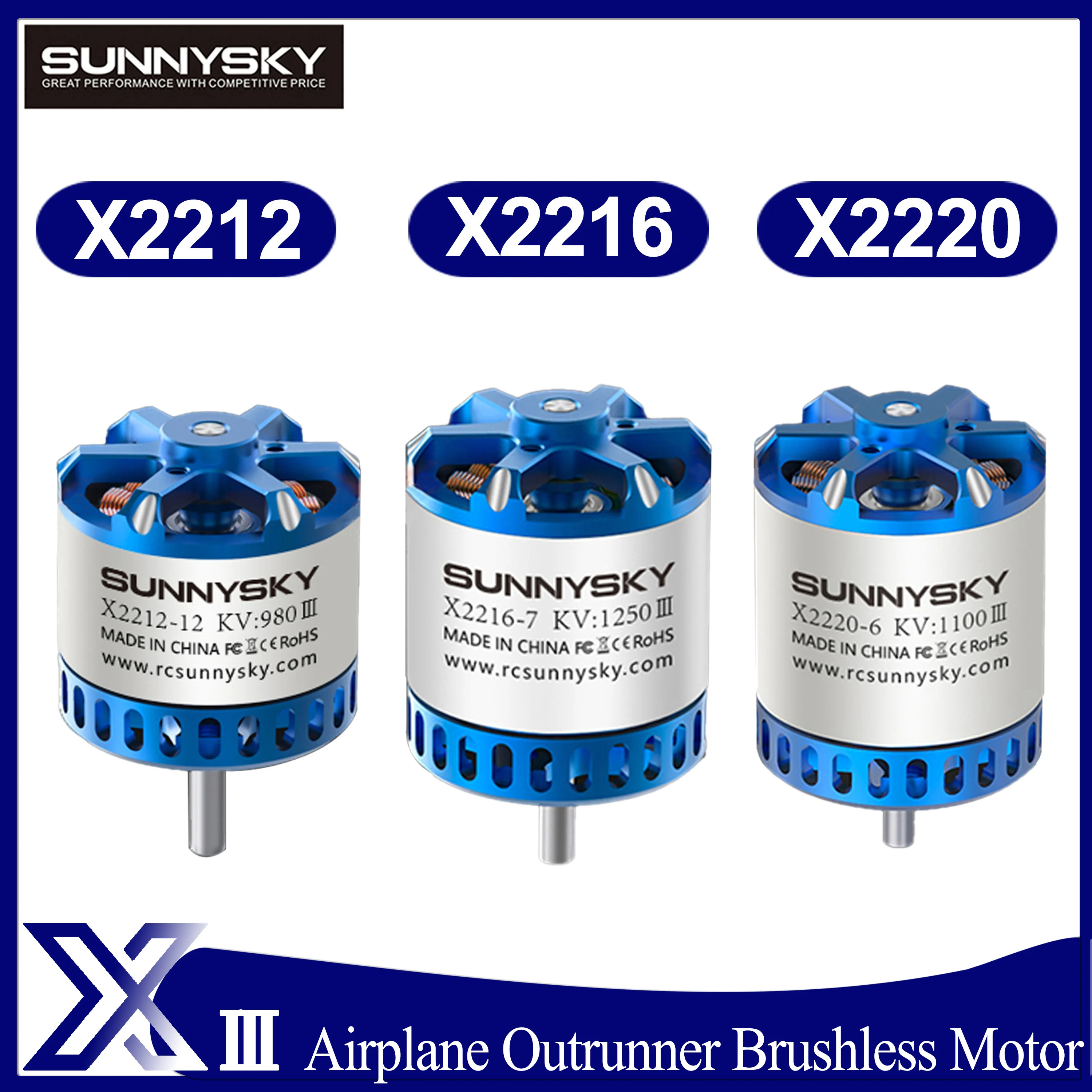 SUNNYSKY X2212-III X2216-III V3 внешний бесщеточный Реверсивный для радиоуправляемых FPV дронов квадрокоптеров самолетов с фиксированным крылом
