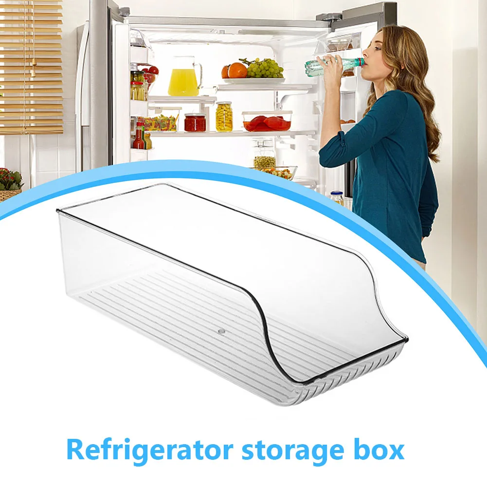 

Refrigerator Bins Soda Organizer Drink Can Dispense Clear Plastic Canned Drinks Storage Rack Home Kitchen Beverage Storage Box
