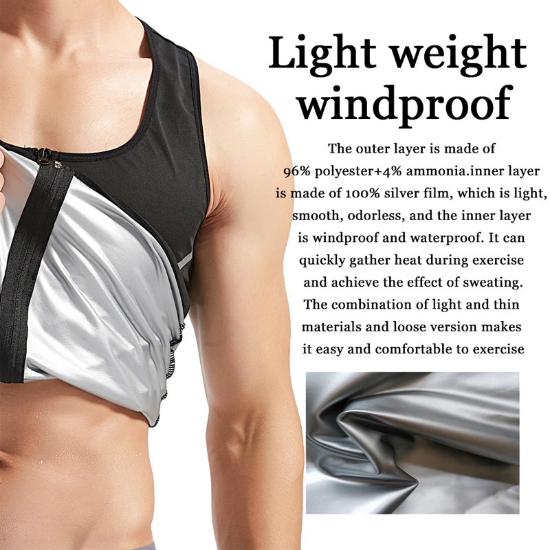 NINGMI Neoprene Mens Sweat Sauna Vest Waist Trainer Workout Training Sauna Suit Body Shaper for WeightLoss Slimming Shirt