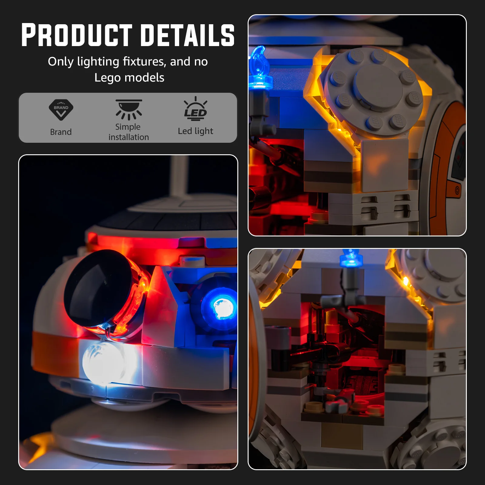 Фото Набор светодиодного освещения, подходящий для LEGO BB-8 ™   Астромеханический дроид 75452 №4