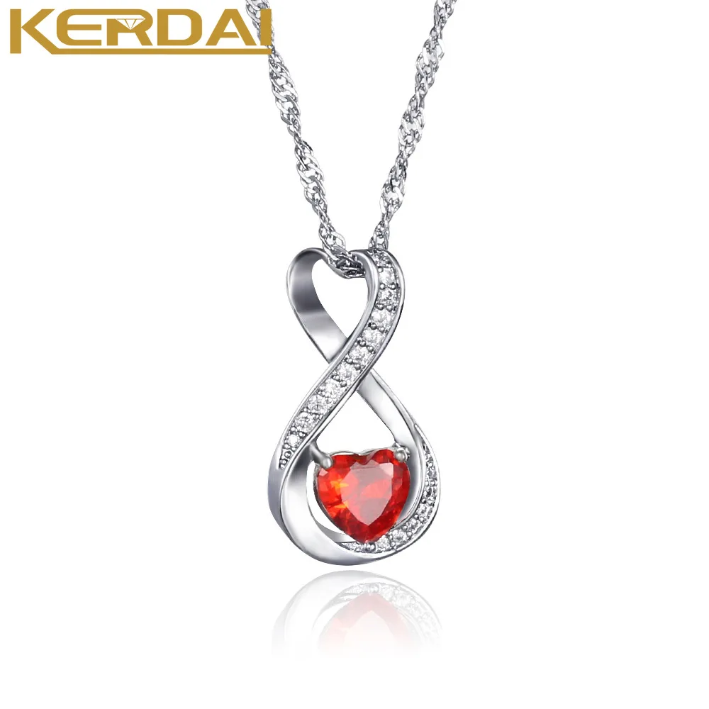 

Simple Red Zircon Pendant Necklaces for Women Fashion White Gold Color Crystal Chain Necklace Jewelry Wholesale