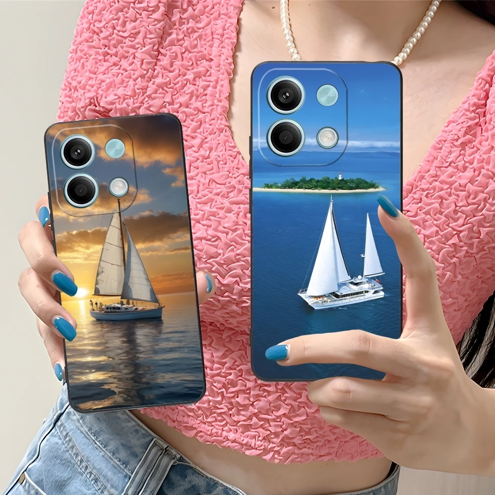 Чехол для мобильного телефона с изображением парусника Xiaomi Redmi Note 13 12 11 10 9 8 7 6 S A Pro