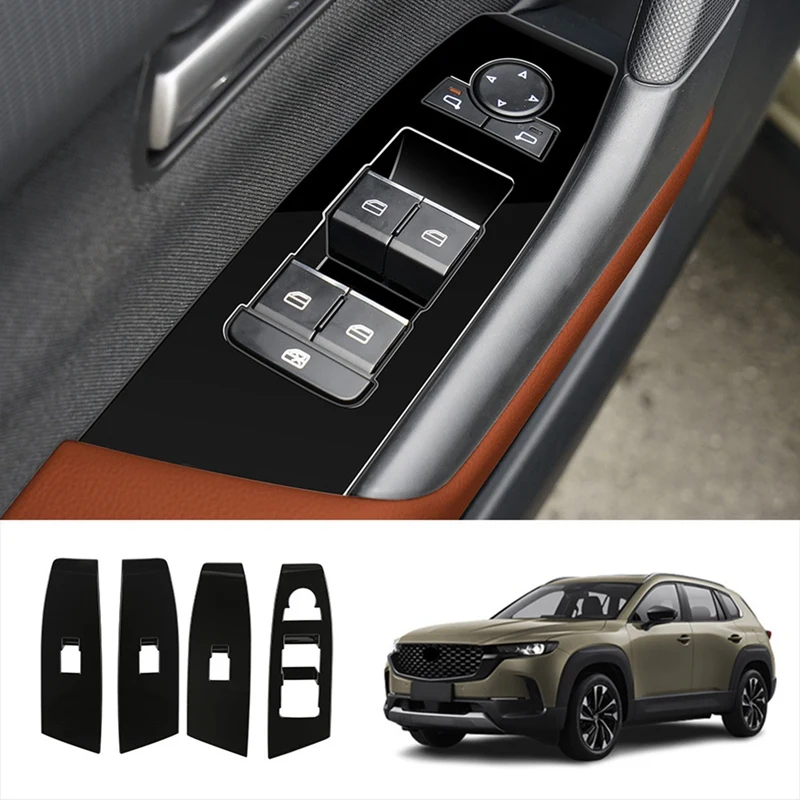 

For Mazda CX-50 CX50 2023 US Version Car Window Lift Buttons Glass Switch Cover Frame Panel Trim Accessories Gloss Black