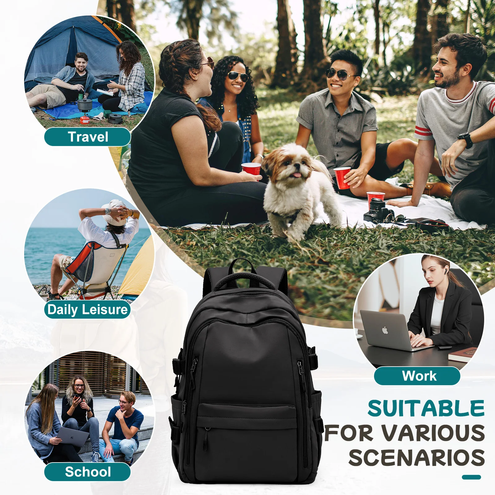 Водонепроницаемый нейлоновый рюкзак для девочек-подростков цвет в ассортименте