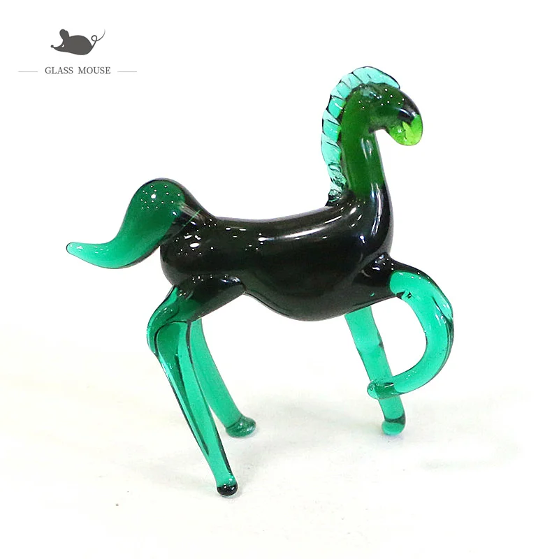 

Simulation Horse Small Statue Handmade Murano Glass Animal Craft Ornaments Collection Home Room Desk Easter Decor Mini Figurines