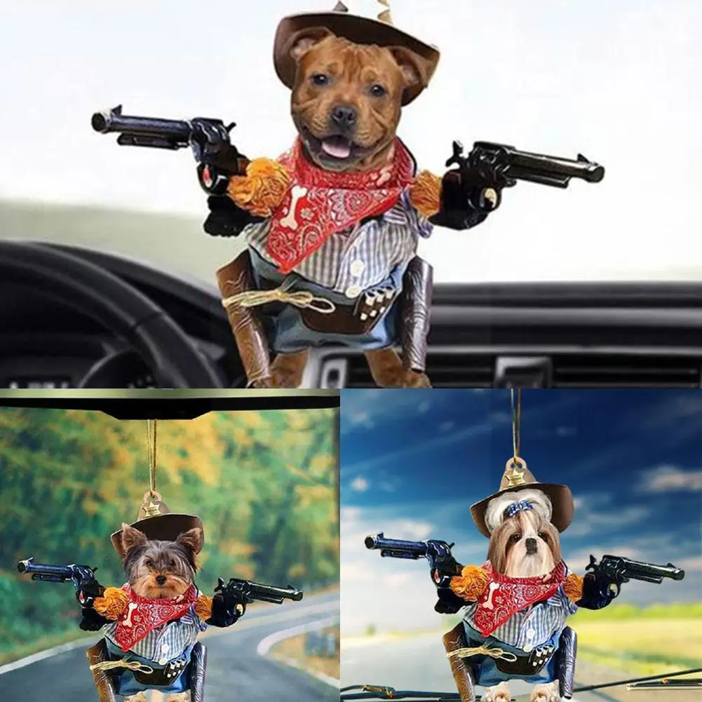 

2d Cute Animal Car Accessory Dog Hanging Pendant Auto Backpack Pendant Decoration Gift Mirror Rearview Birthday Auto Orname B8k4