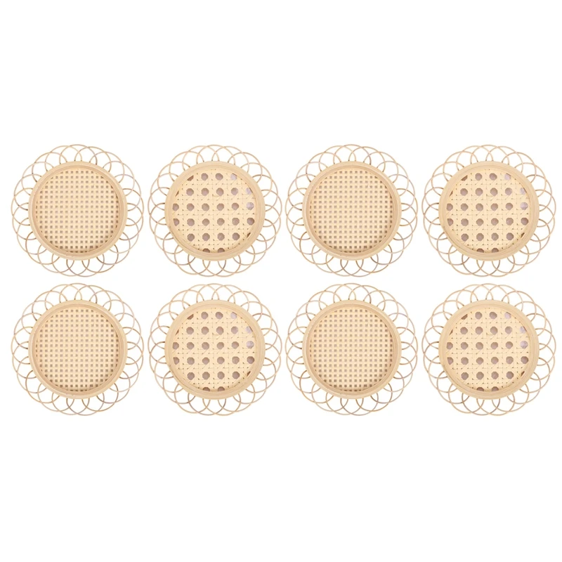 

2X Rattan Placemat Cup Holder Vintage Drink Coasters Floret Shape Tea Pot Placemats Korean Style Home Dining Table Decor