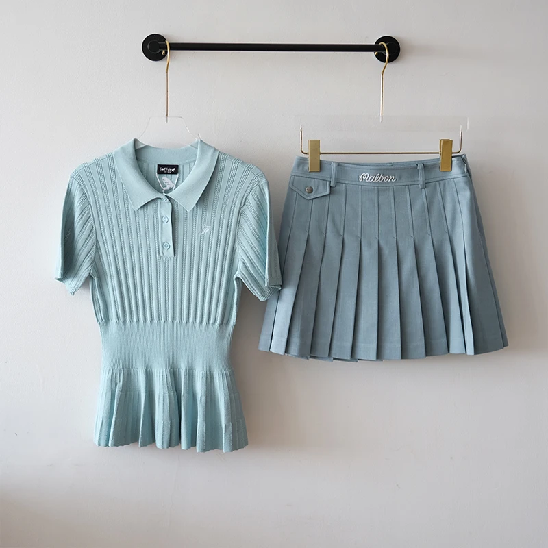 Summer Golf Wear Women South Korea Original Single Skirt High Waist Pleated Anti-glare Pants Skirt Outdoor Sports Golf Clothing