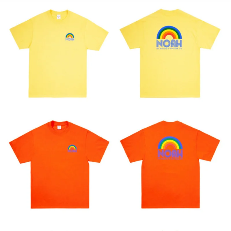 

NOAH Cross Classic Rainbow Print Tide Brand Loose Cotton Oversize Couple Short-Sleeved T-Shirt